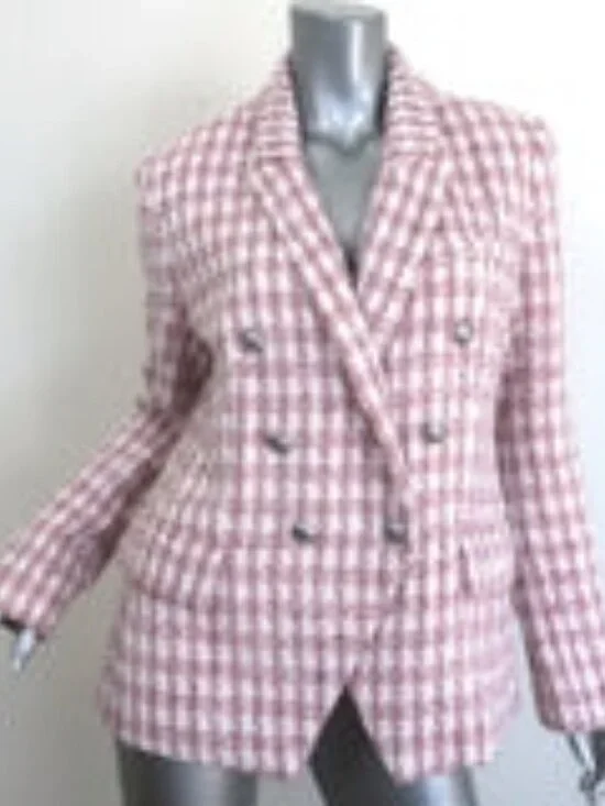 L'Agence Kenzie Pink White Boucle Tweed Blazer Jacket - Picture 13 of 13